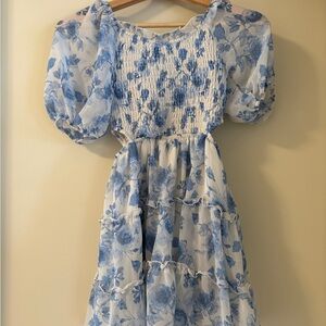 art class Blue Floral Short Sleeve Dress